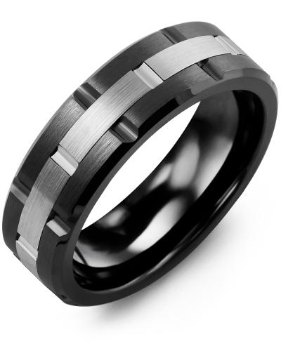 MADANI MEN'S BRUSH FINISH GROOVED WEDDING BAND MIB710UW MIB710UW