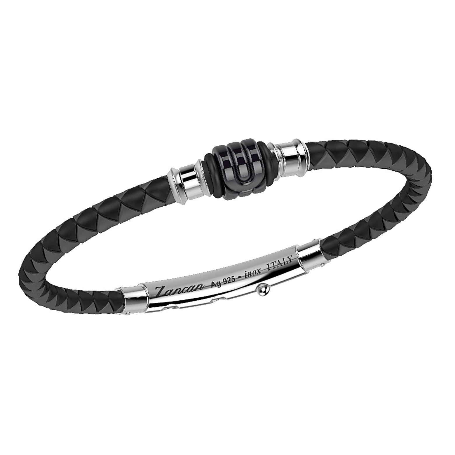 Black Silicone Bracelet with Marble