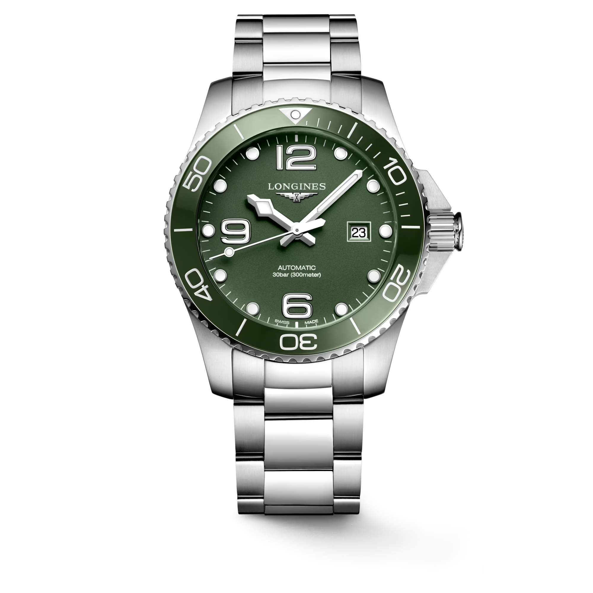 Longines Hydroconquest Ceramic Green Dial 41mm Automatic Diving Watch L37814066