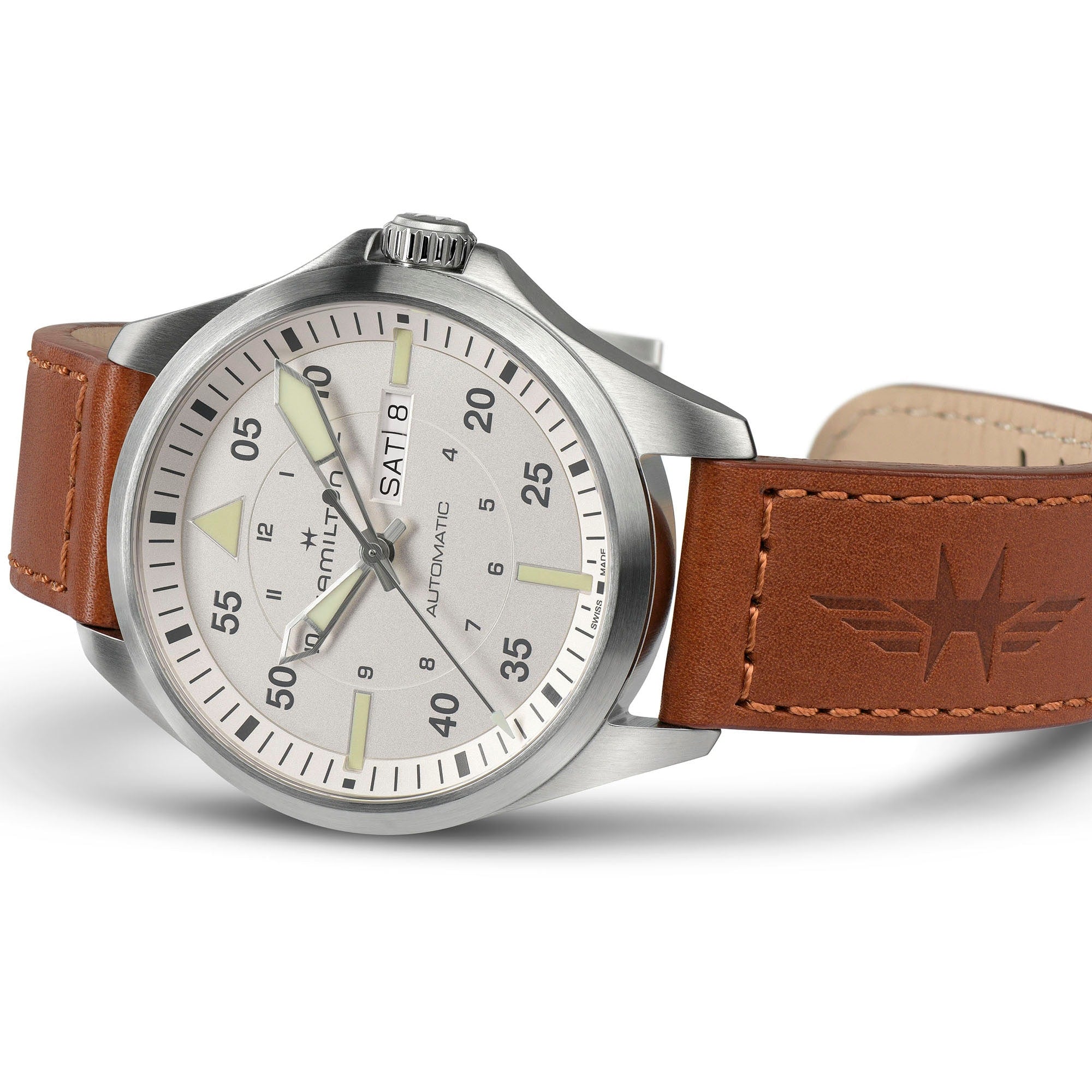 Khaki Aviation Pilot Day Date Auto - H64635550