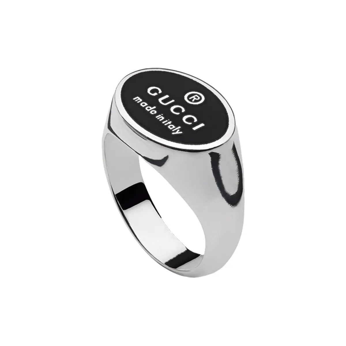 GUCCI TRADEMARK RING 12MM SILVER&BLACK ENAMEL GUCCI TRADEMARK RING 12MM SILVER&BLACK ENAMEL