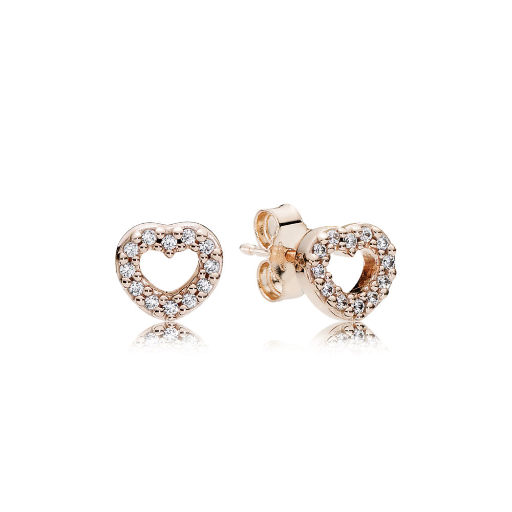 Pandora Pandora Rose heart stud earrings with clear cubic zirconia 280528CZ