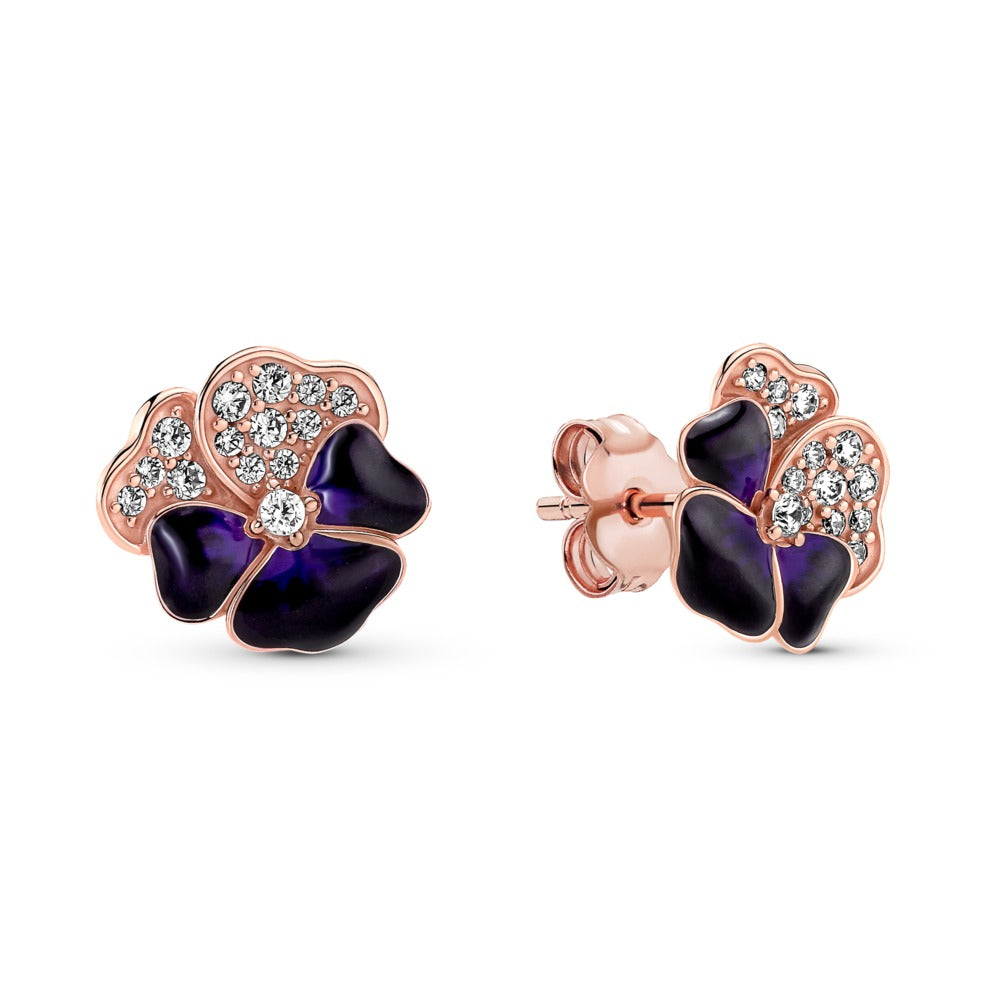 Pandora Pansy 14k rose gold-plated stud earrings with 280781C01