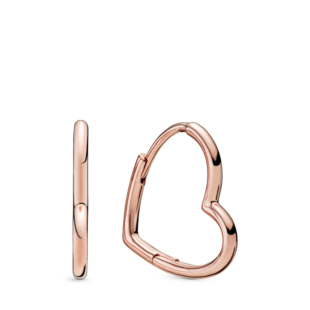 Pandora Small asymmetric heart Pandora Rose hoop earrings 288307