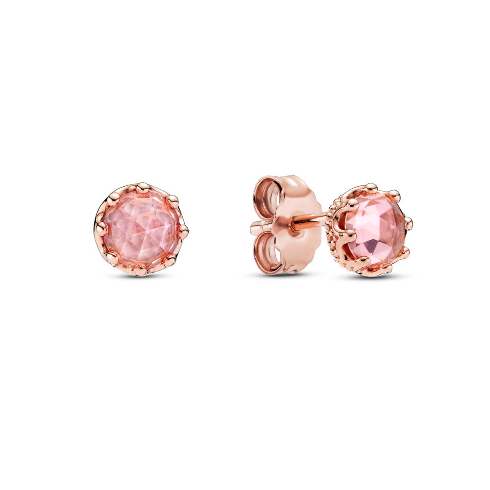 Pandora Crown Pandora Rose stud earrings with blush pink crystal 288311C01