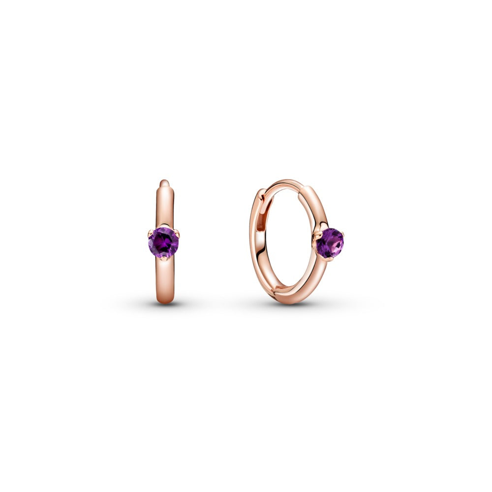 Pandora Pandora Rose hoop earrings with royal purple crystal 289304C01
