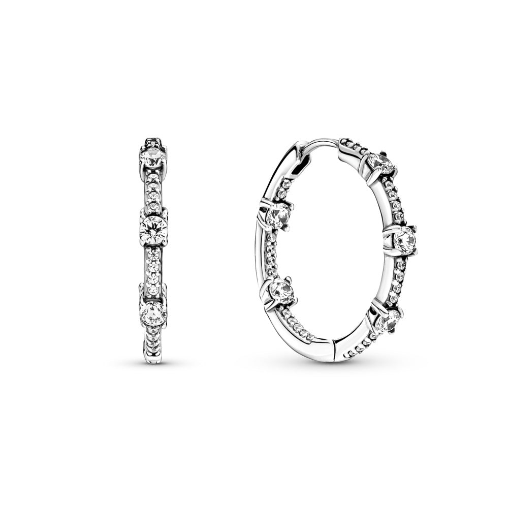Pandora Sterling silver hoop earrings with clear cubi 290043C01