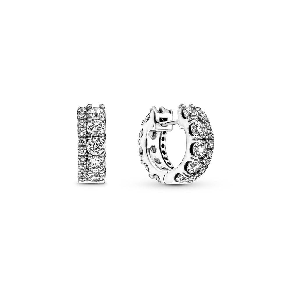 Pandora Sterling silver hoop earrings with clear cubi 290058C01