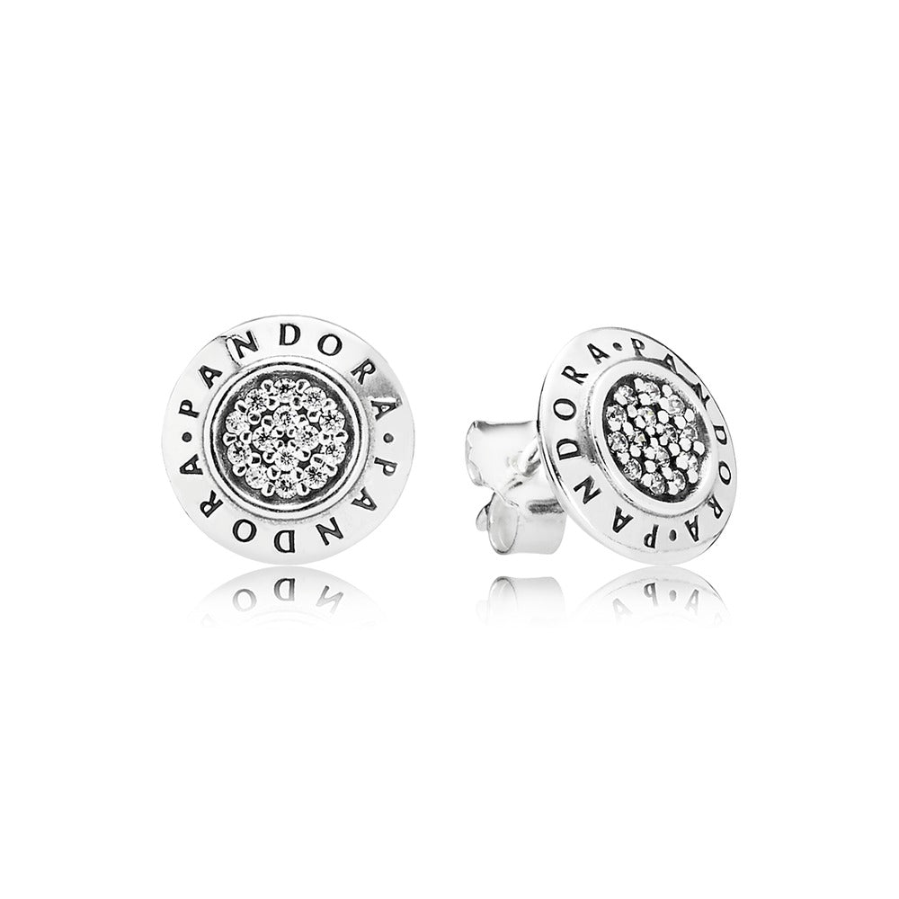 Pandora Pandora logo silver stud earrings with cubic zirconia 290559CZ