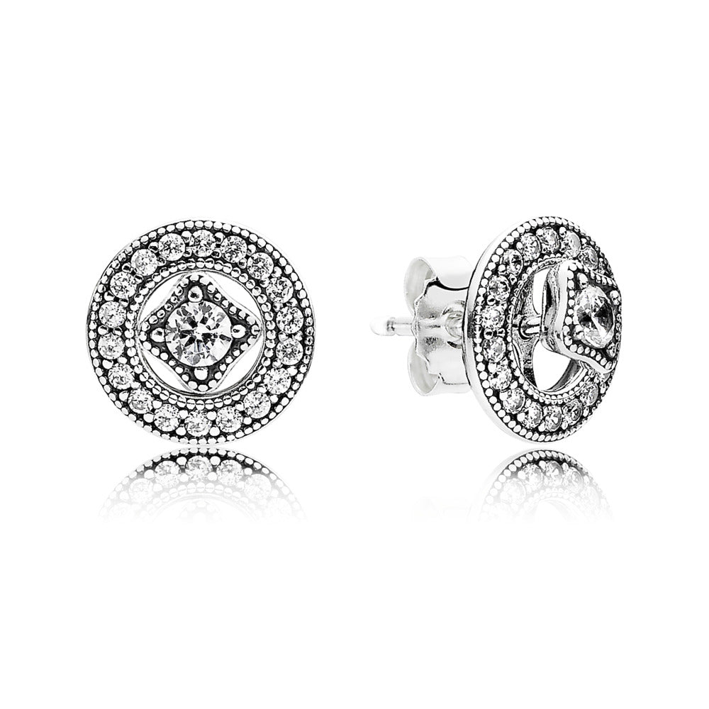 Pandora Silver stud earrings with detachable earring jackets and clear cubic zirconia 290721CZ