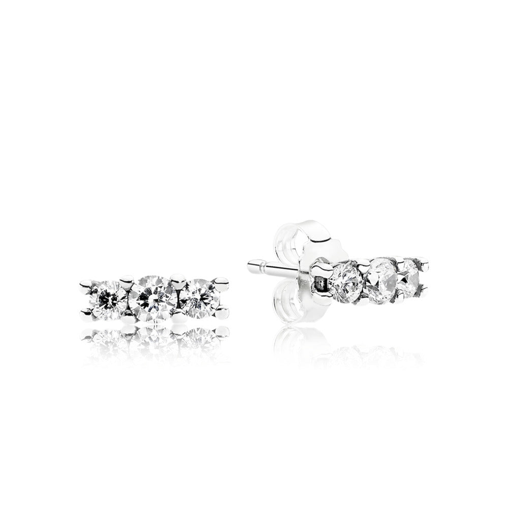 Pandora Silver stud earrings with clear cubic zirconia 290725CZ