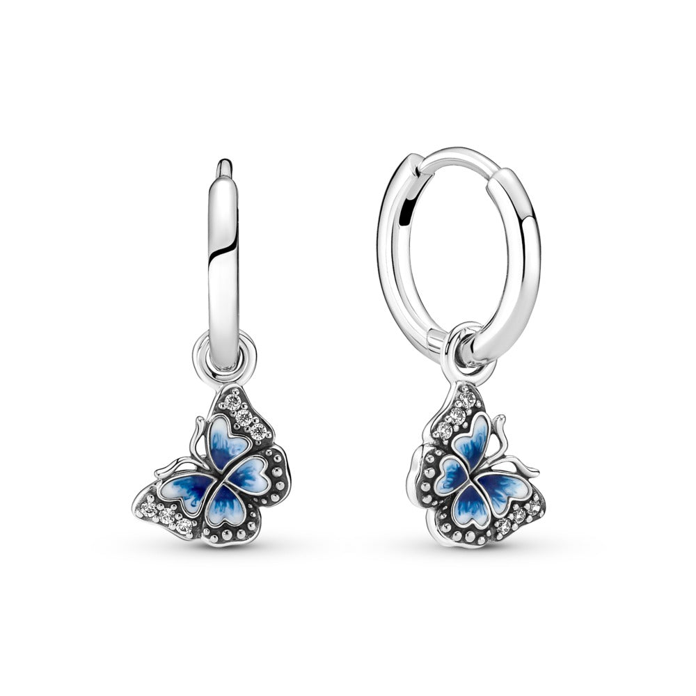 Pandora Butterfly sterling silver hoop earrings with  290778C01