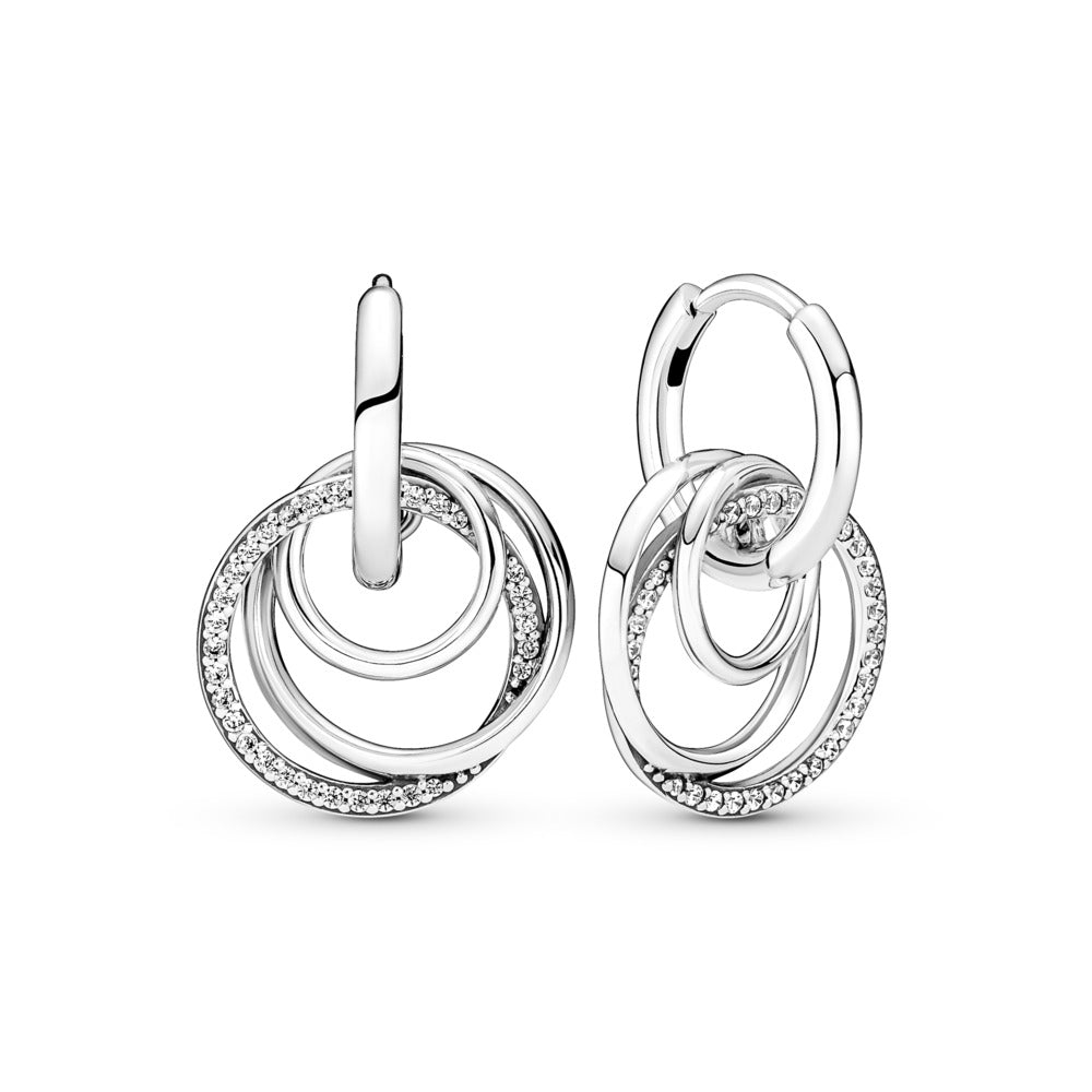 Pandora Encircled sterling silver hoop earrings with  291156C01
