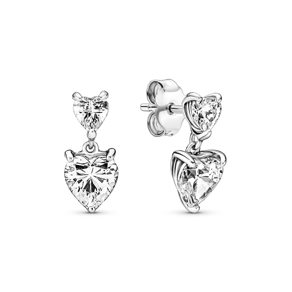 Pandora Heart sterling silver stud earrings with clea 291199C01