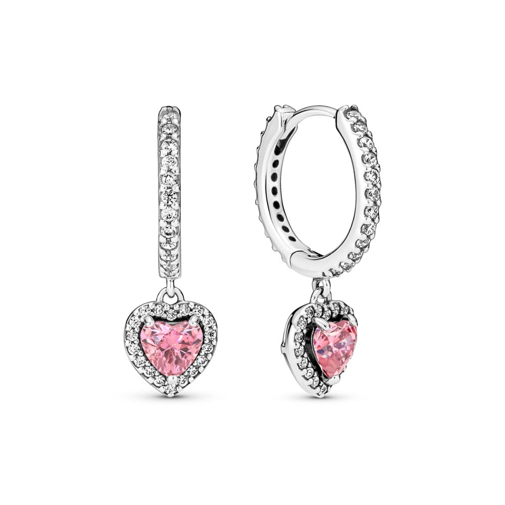 Pandora Heart sterling silver hoop earrings with fanc 291445C01