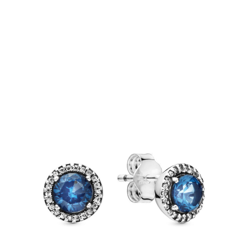 Pandora Sterling silver stud earrings with moonlight blue crystal and clear cubic zirconia 296272C01