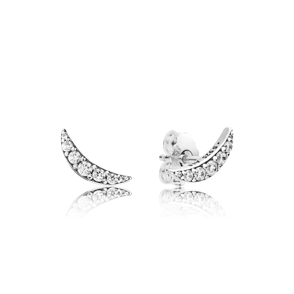 Pandora Moon silver stud earrings with clear cubic zirconia 297569CZ
