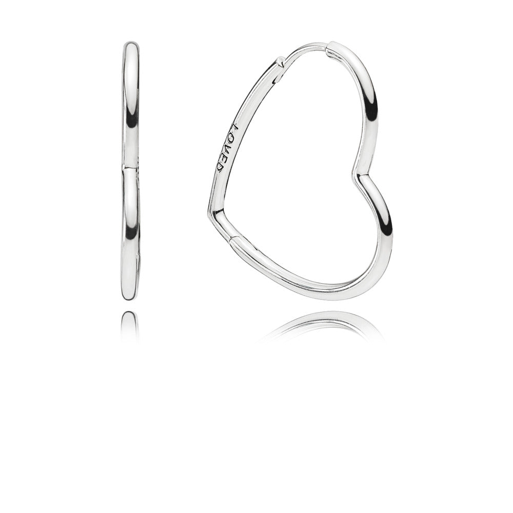 Pandora Asymmetrical heart silver hoop earrings 297822