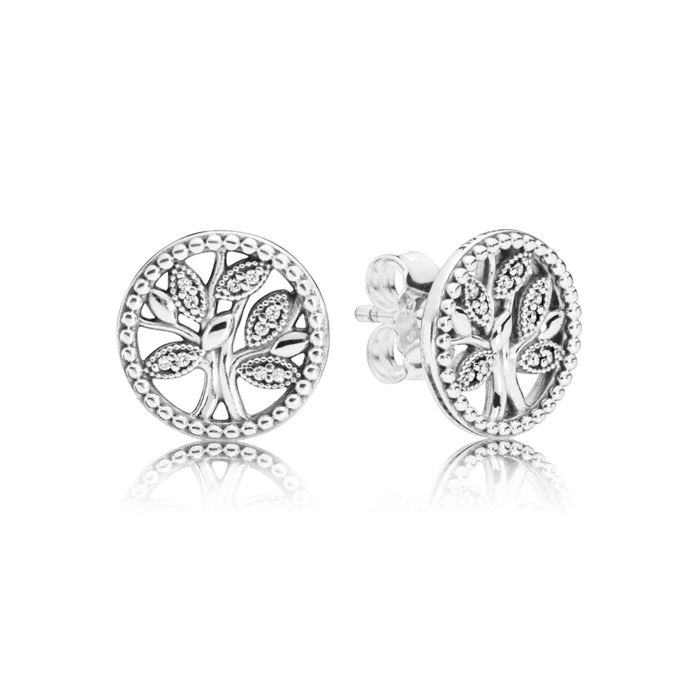 Pandora Tree of life silver stud earrings with clear cubic zirconia 297843CZ