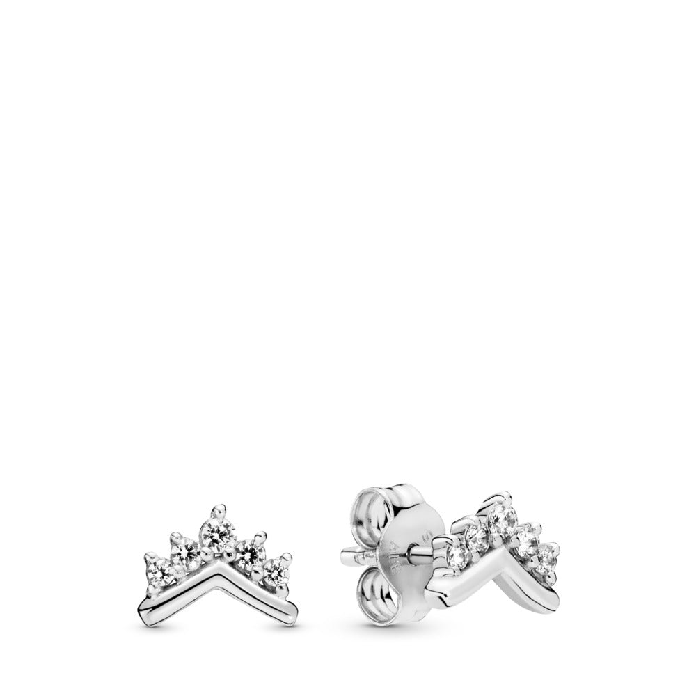 Pandora Tiara wishbone sterling silver stud earrings with clear cubic zirconia 298274CZ