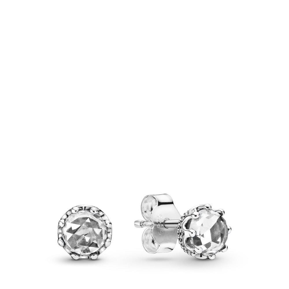 Pandora Crown sterling silver stud earrings with clear cubic zirconia 298311CZ