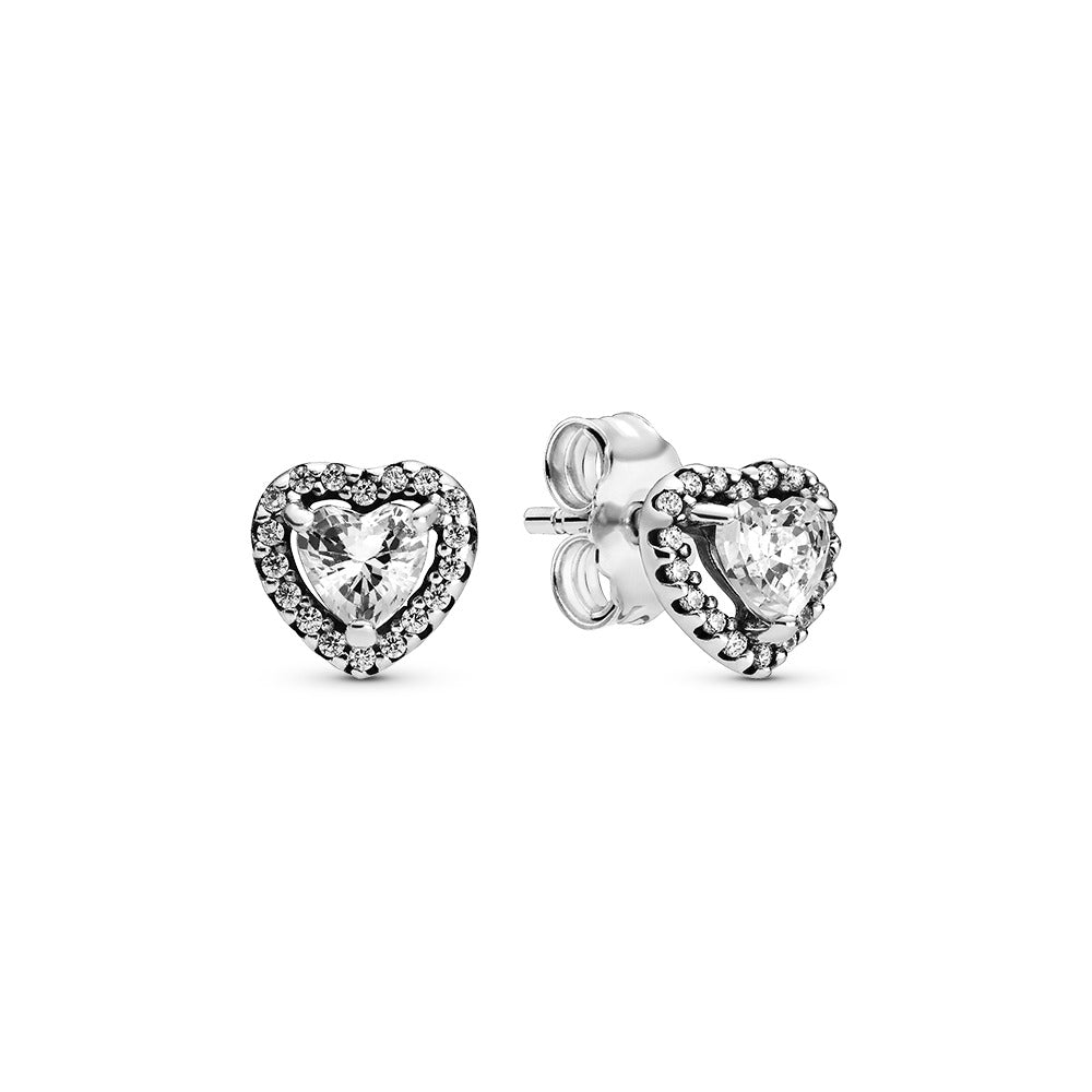 Pandora Heart sterling silver stud earrings with clear cubic zirconia 298427C01