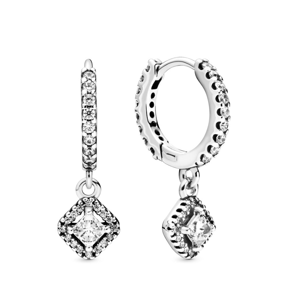 Pandora Sterling silver hoop earrings with clear cubic zirconia 298503C01