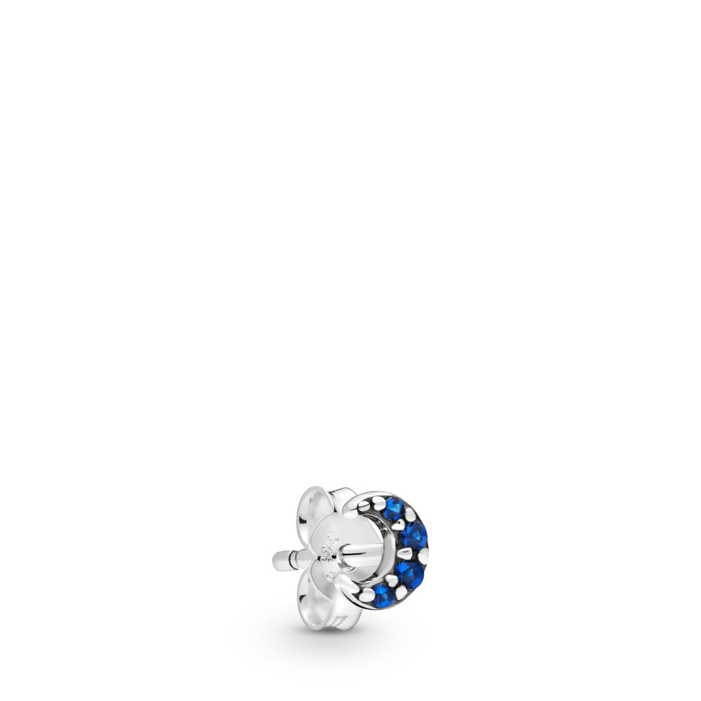 Pandora Crescent moon sterling silver stud earring with true blue crystal 298534C01