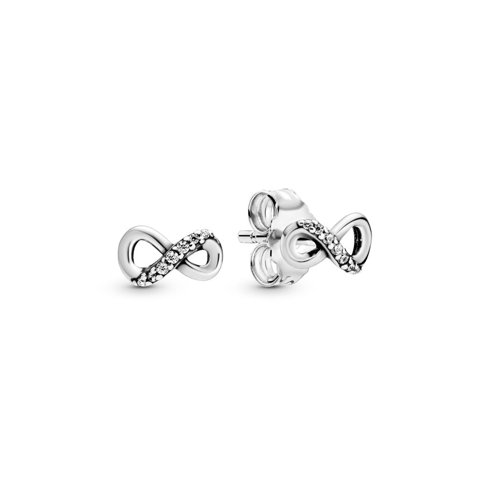 Pandora Infinity sterling silver stud earrings with clear cubic zirconia 298820C01
