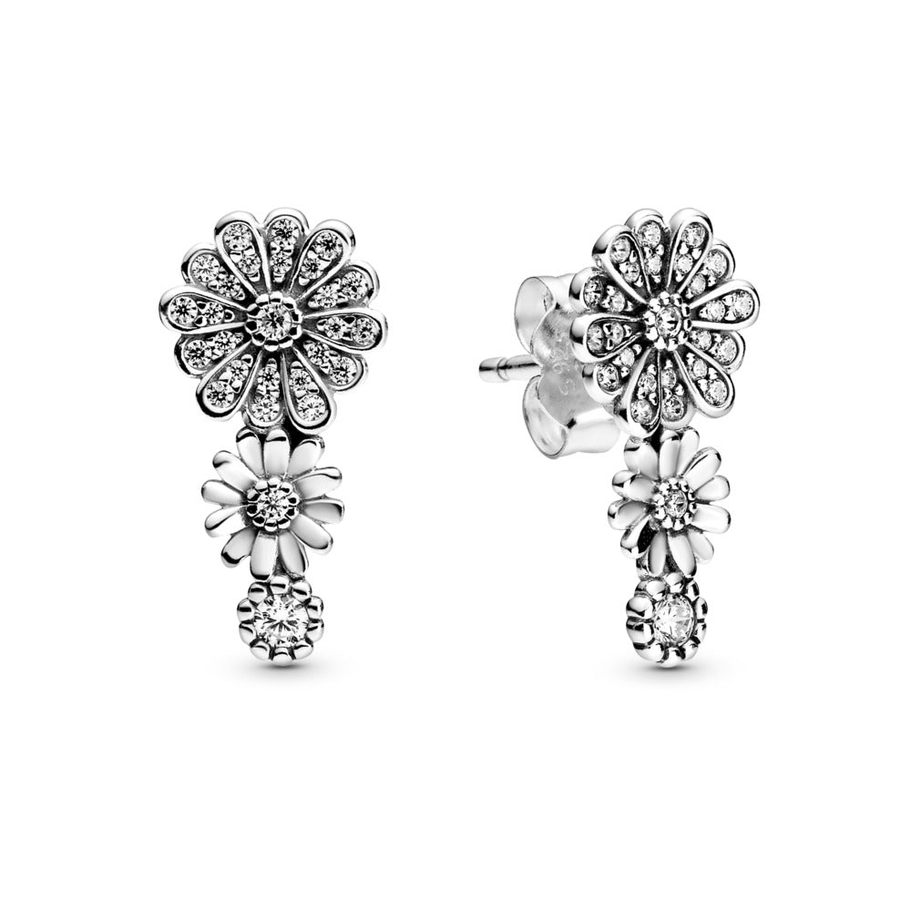 Pandora Daisy sterling silver stud earrings with clear cubic zirconia 298876C01
