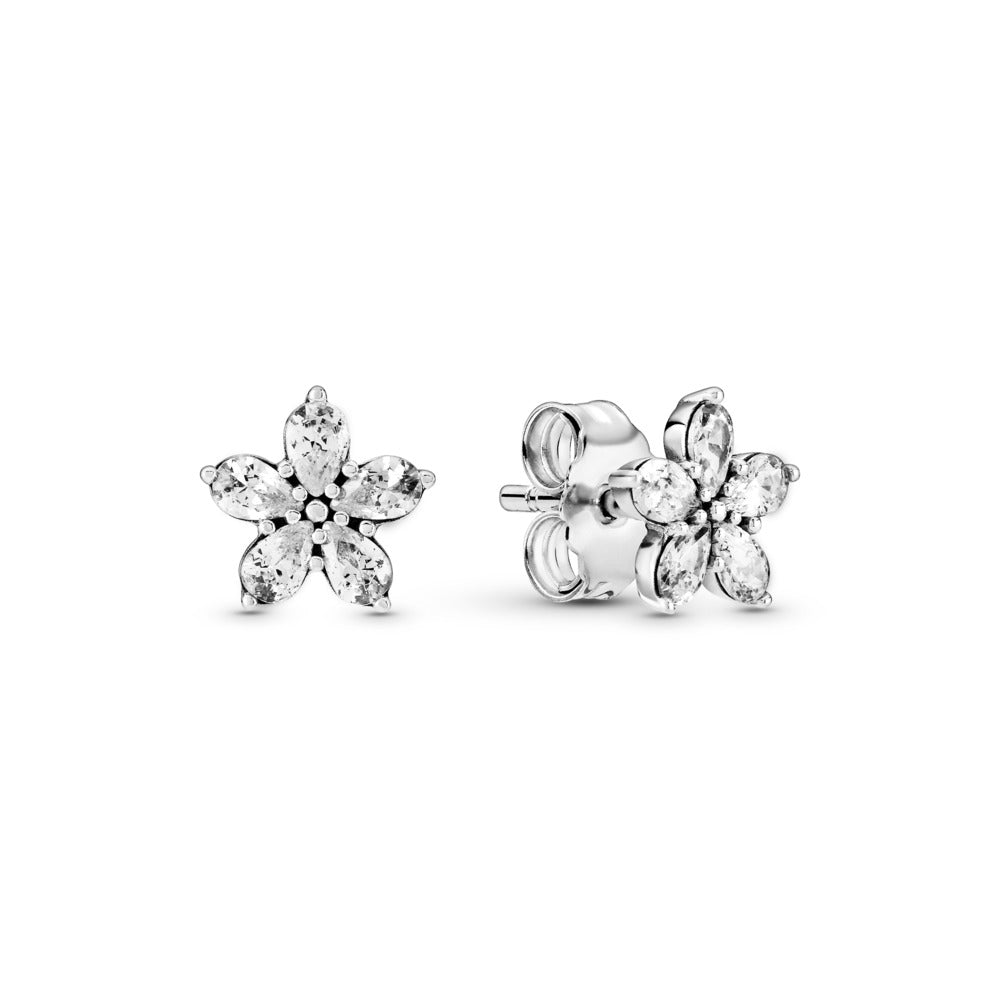 Pandora Snowflake sterling silver stud earrings with clear cubic zirconia 299239C01