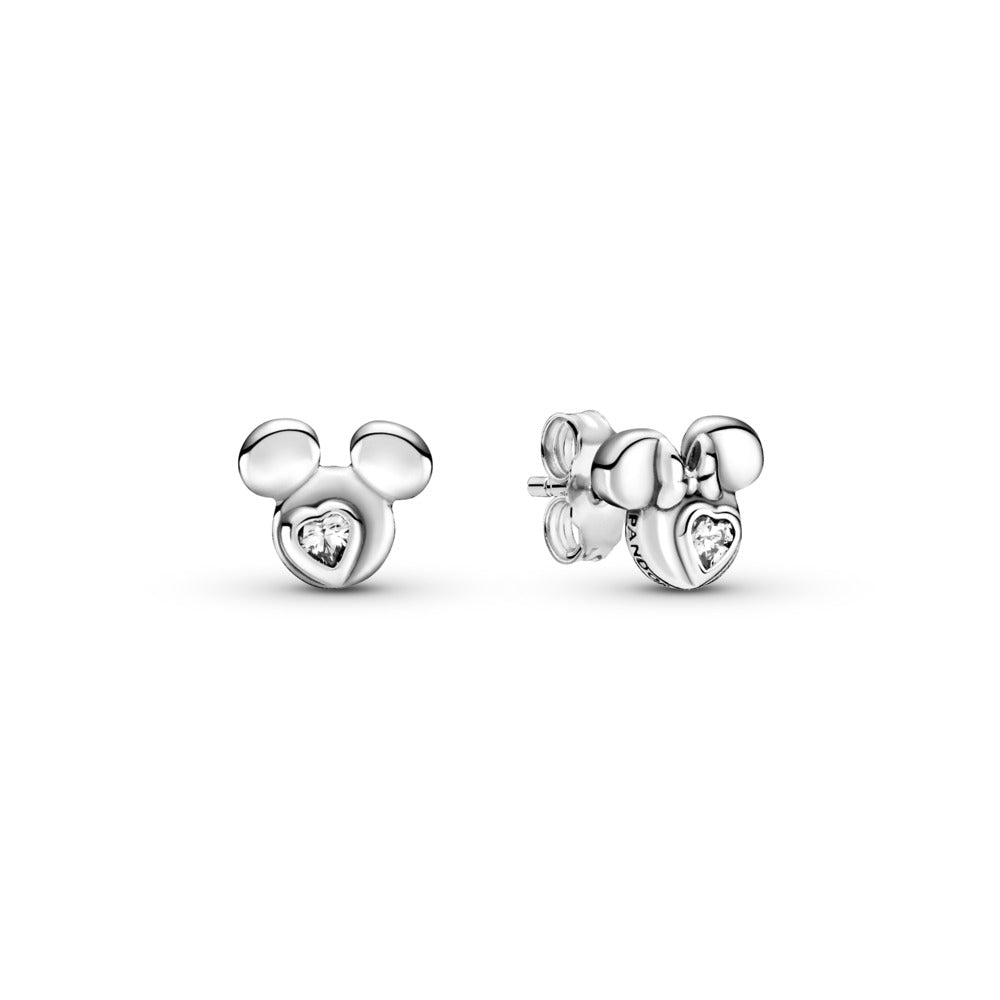 Pandora, Disney Mickey and Minnie sterling silver stud earrings with clear cubic zirconia 299258C01