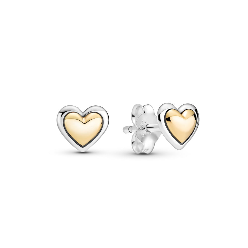 Pandora Heart sterling silver and 14k gold stud earrings 299389C00