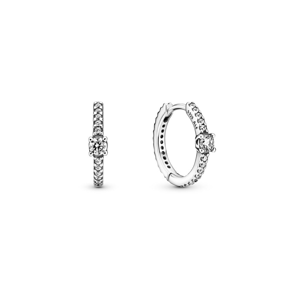 Pandora Sterling silver hoop earrings with clear cubic zirconia 299406C01