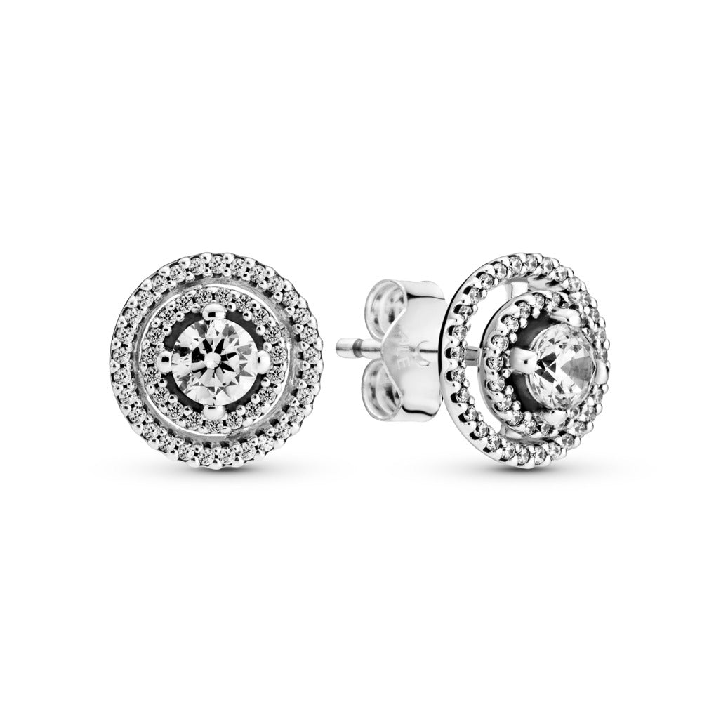 Pandora Sterling silver stud earrings with detachable earring jackets and clear cubic zirconia 299411C01