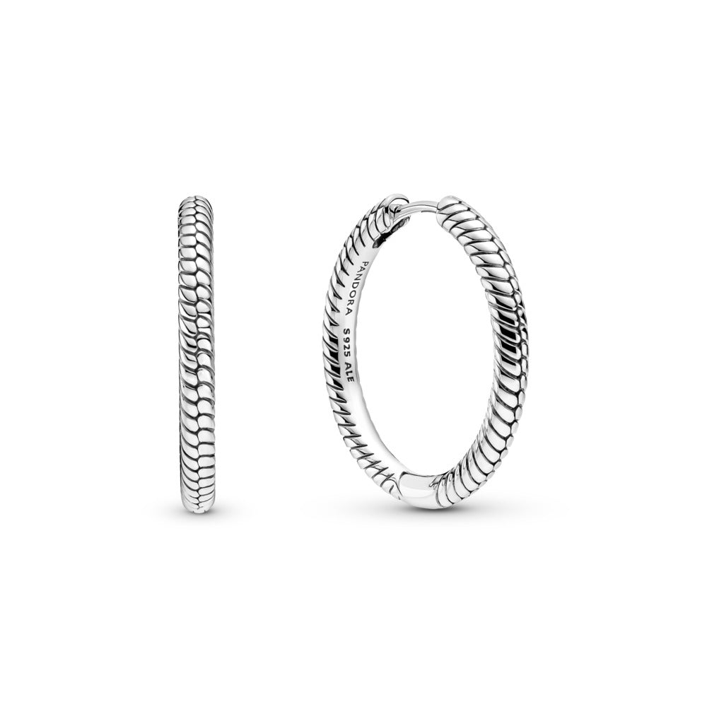 Pandora Snake chain pattern sterling silver hoop earrings 299532C00