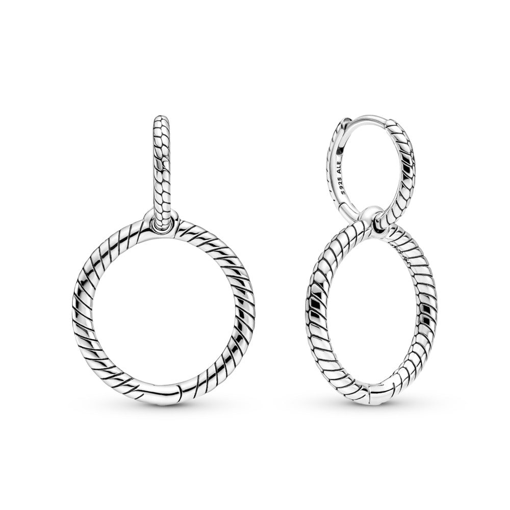 Pandora Snake chain pattern sterling silver hoop earrings 299562C00