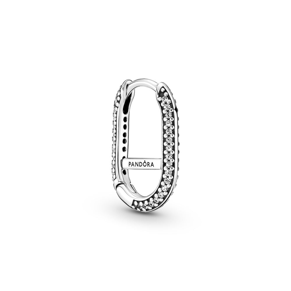 Pandora Sterling silver hoop connector earring with c 299682C01