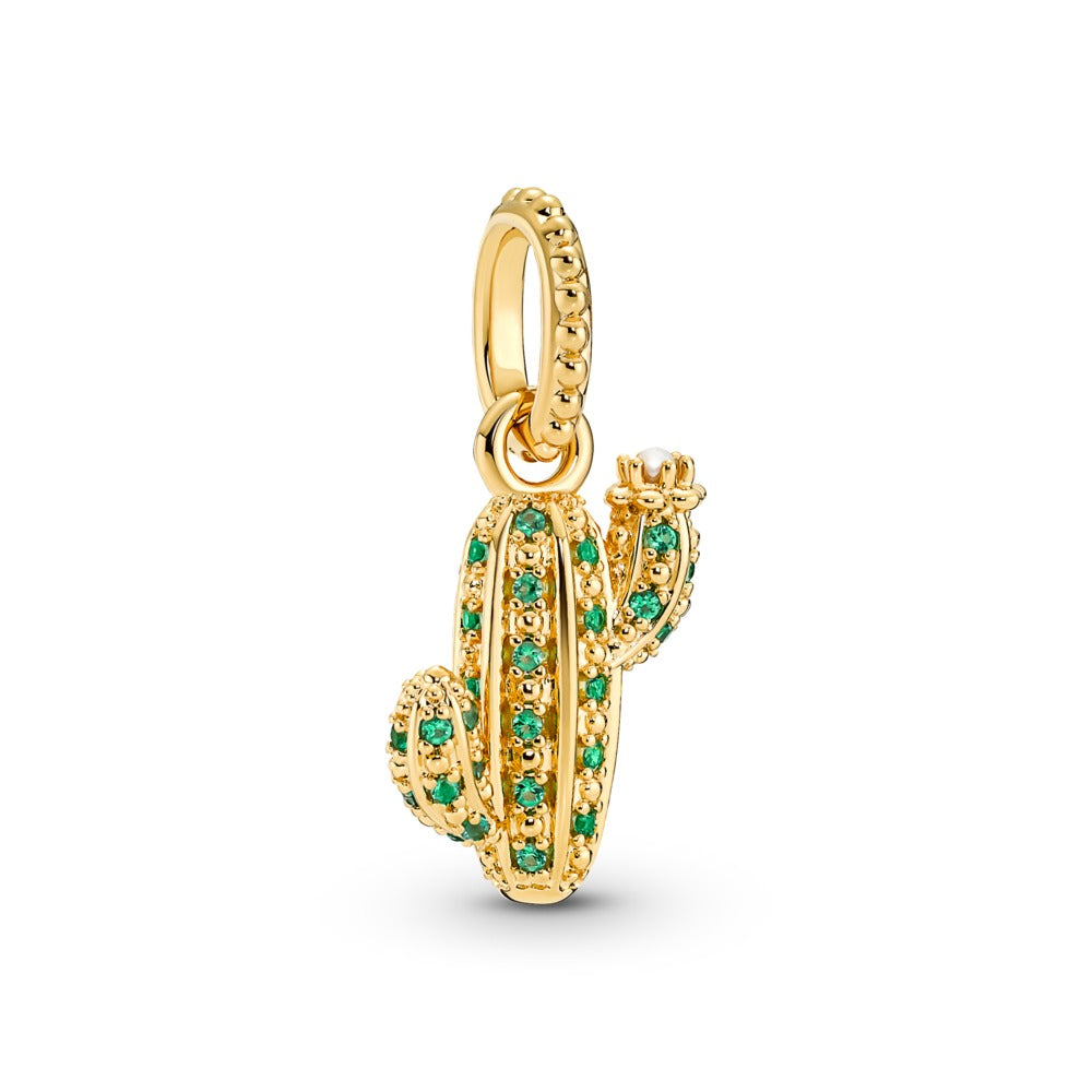 Pandora Cactus 14k gold-plated pendant with royal gre 361687C01