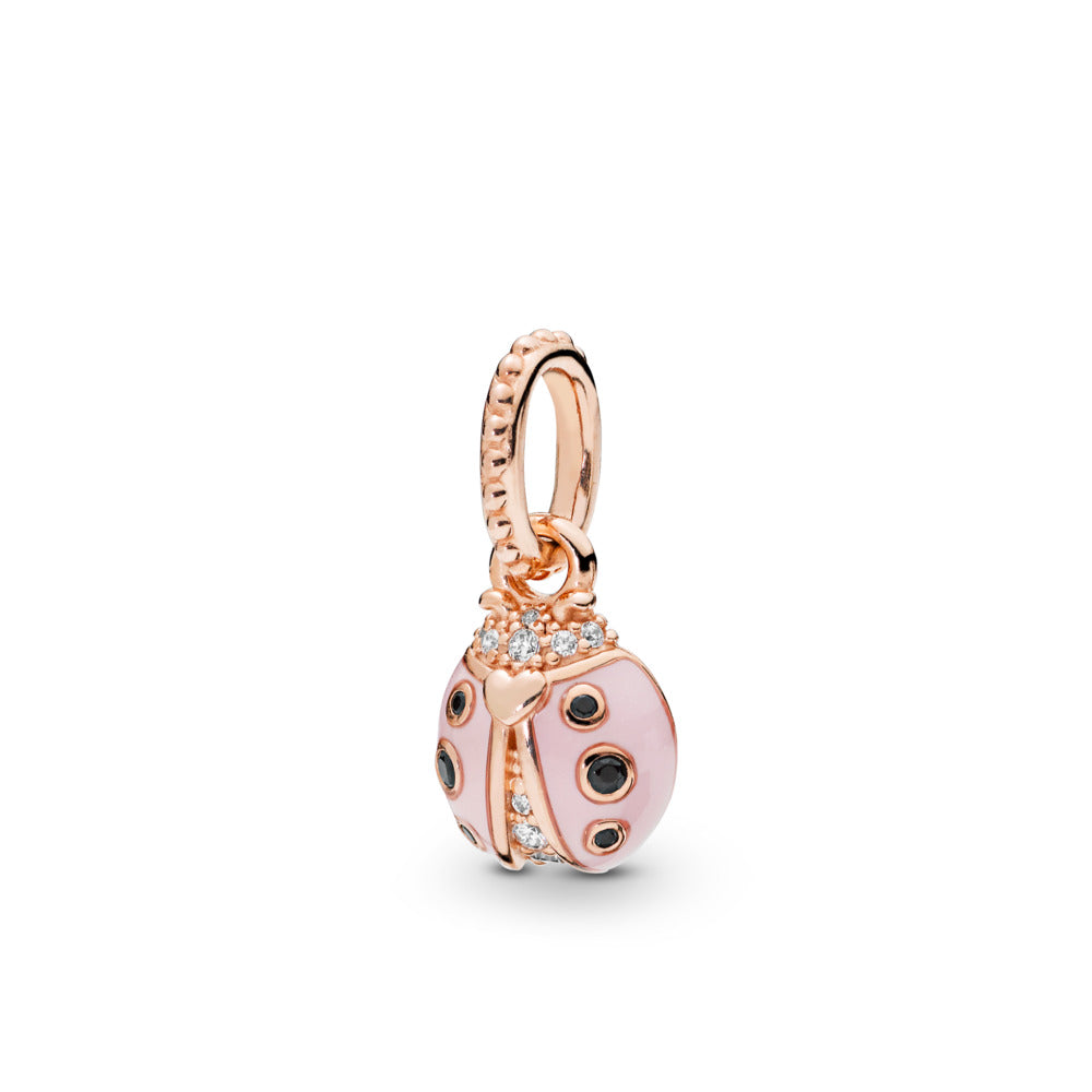Pandora Ladybird Pandora Rose pendant with clear cubic zirconia, black crystal and pink enamel 387909EN160