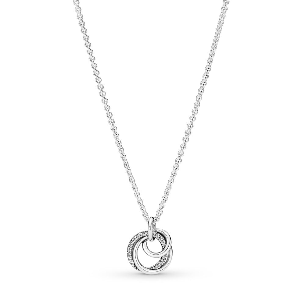 Pandora Encircled sterling silver necklace with clear cubic zirconia pendant 391455C01