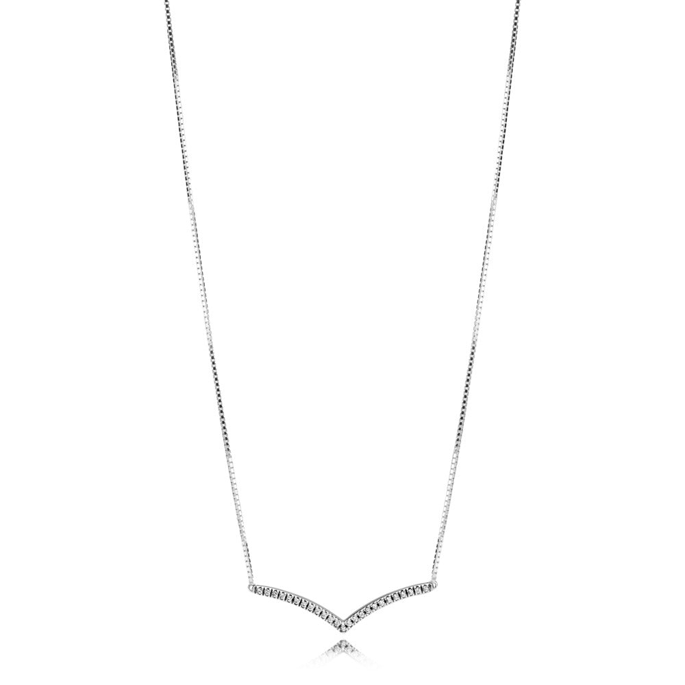 Pandora Wishbone silver collier with clear cubic zirconia 397802CZ