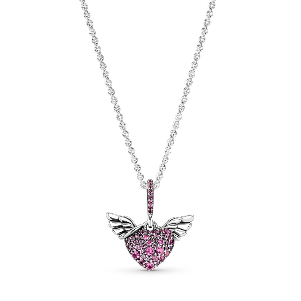 Pandora Heart and wings sterling silver pendant with  398505C02