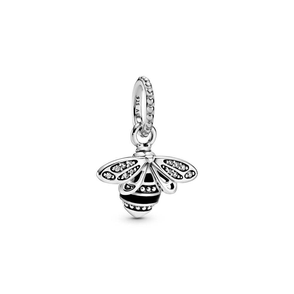 Pandora Bee sterling silver pendant with clear cubic zirconia and black enamel 398840C01