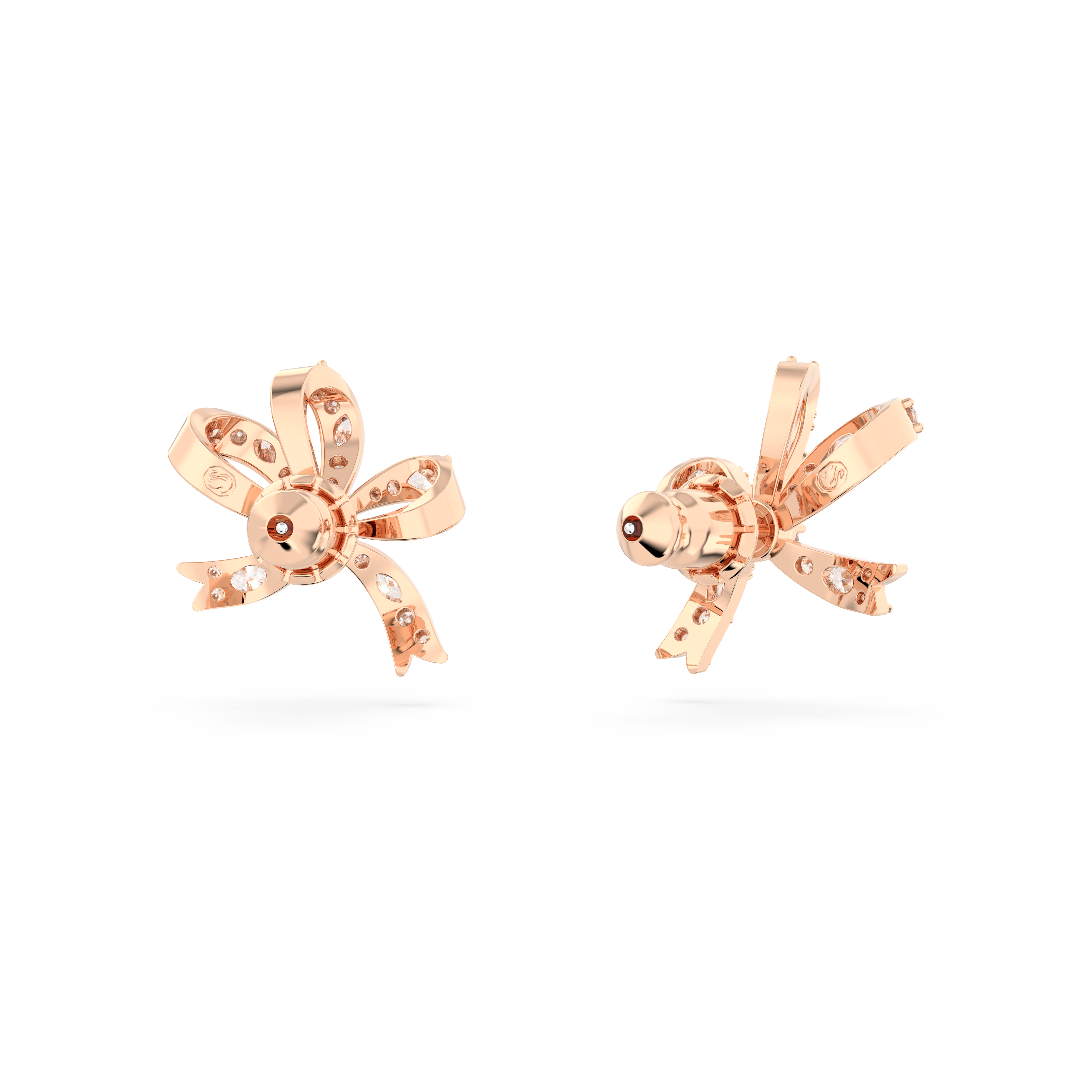 SWAROVSKI VOLTA STUD EARRINGS, BOW, SMALL, WHITE, ROSE GOLD-TONE PLATED 5647572