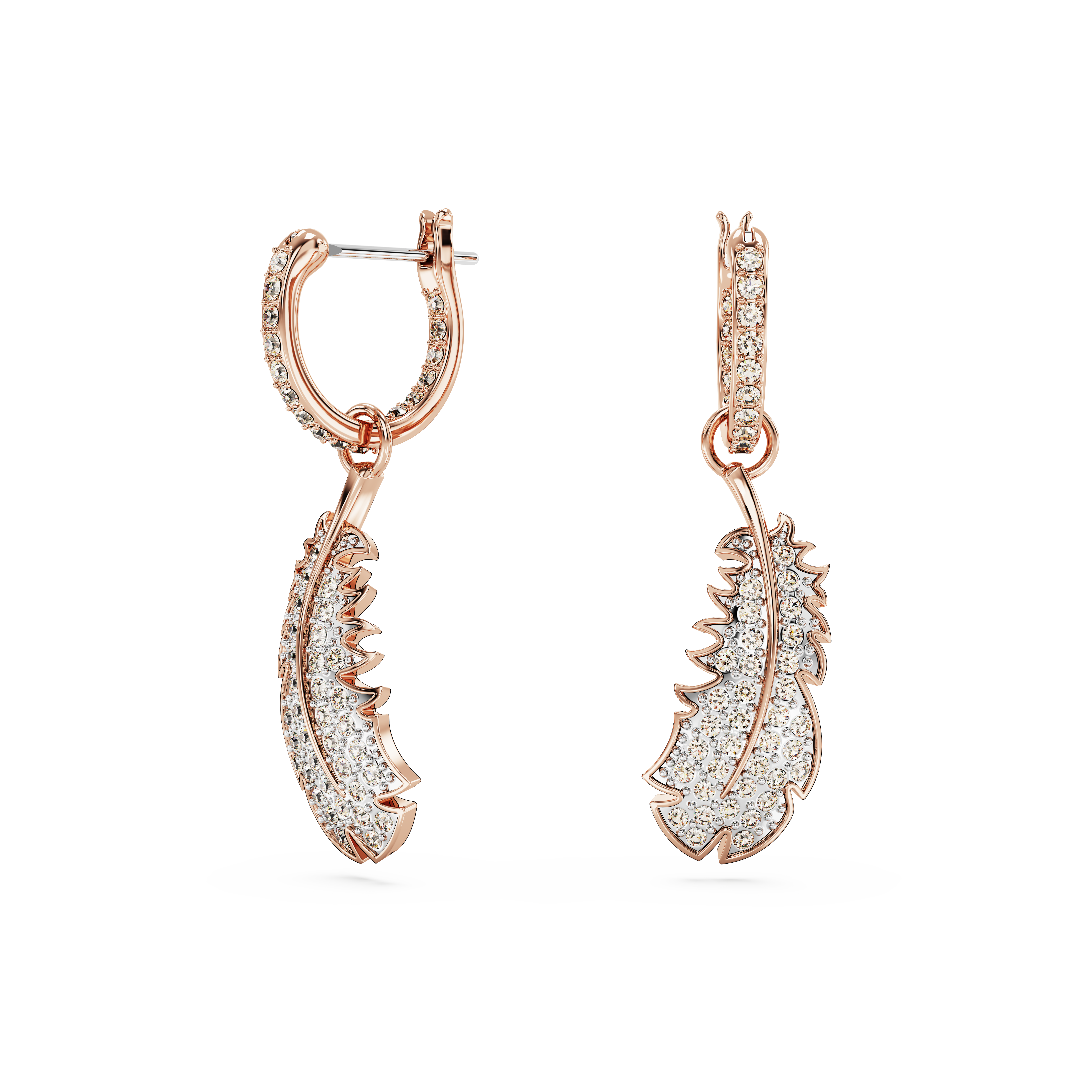 SWAROVSKI NICE DROP EARRINGS, FEATHER, WHITE, ROSE GOLD-TONE PLATED 5663486