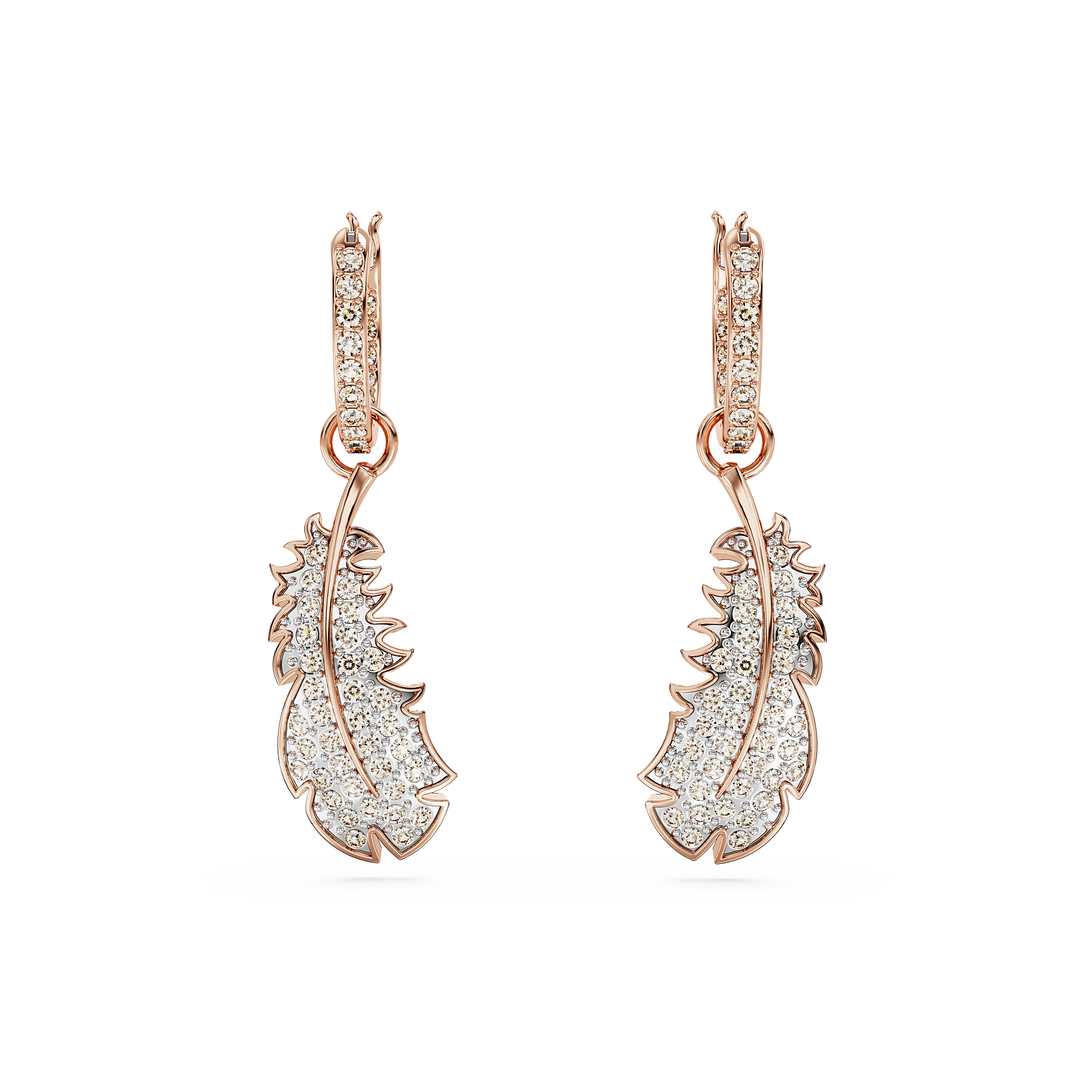 SWAROVSKI NICE DROP EARRINGS, FEATHER, WHITE, ROSE GOLD-TONE PLATED 5663486