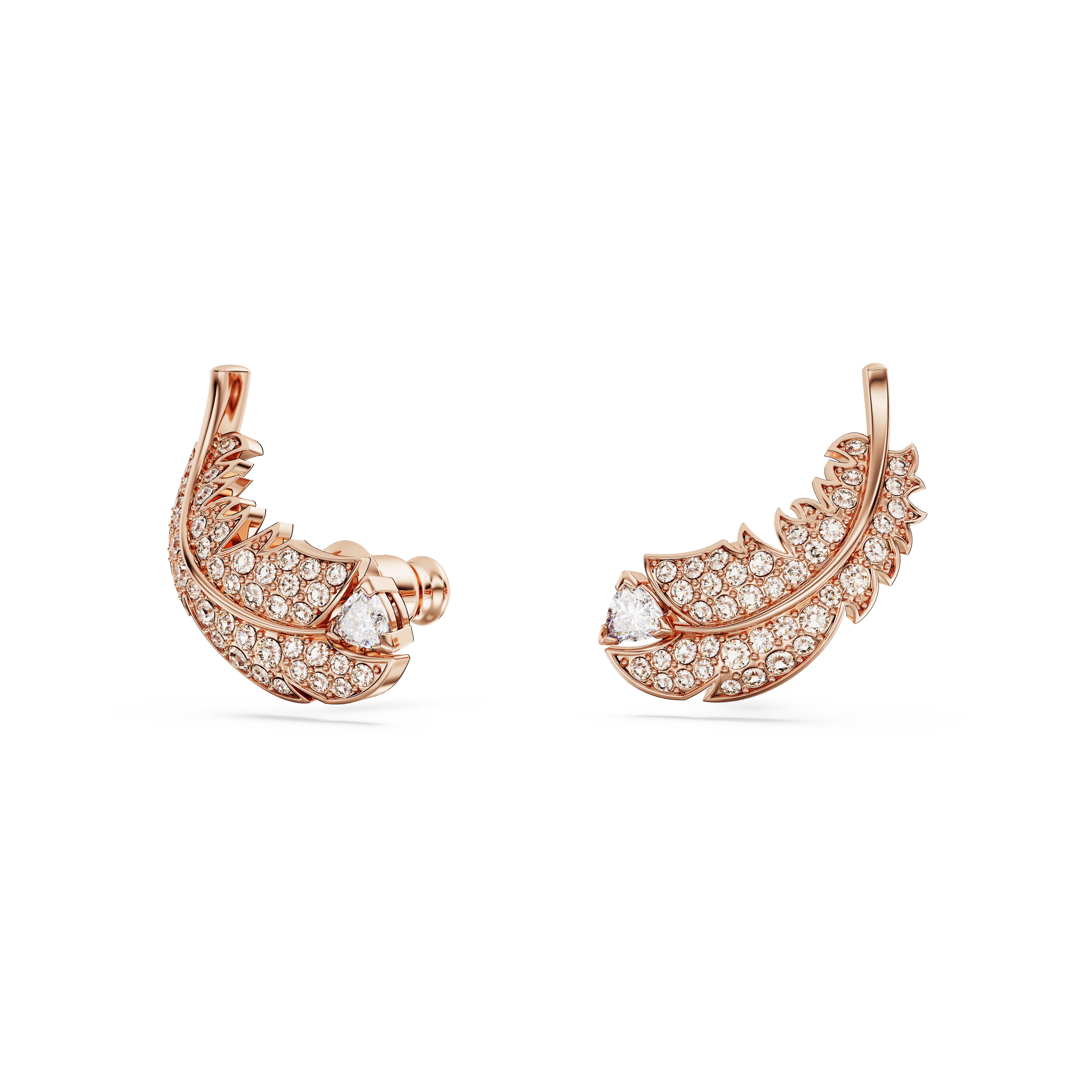 SWAROVSKI NICE STUD EARRINGS, FEATHER, WHITE, ROSE GOLD-TONE PLATED 5663490