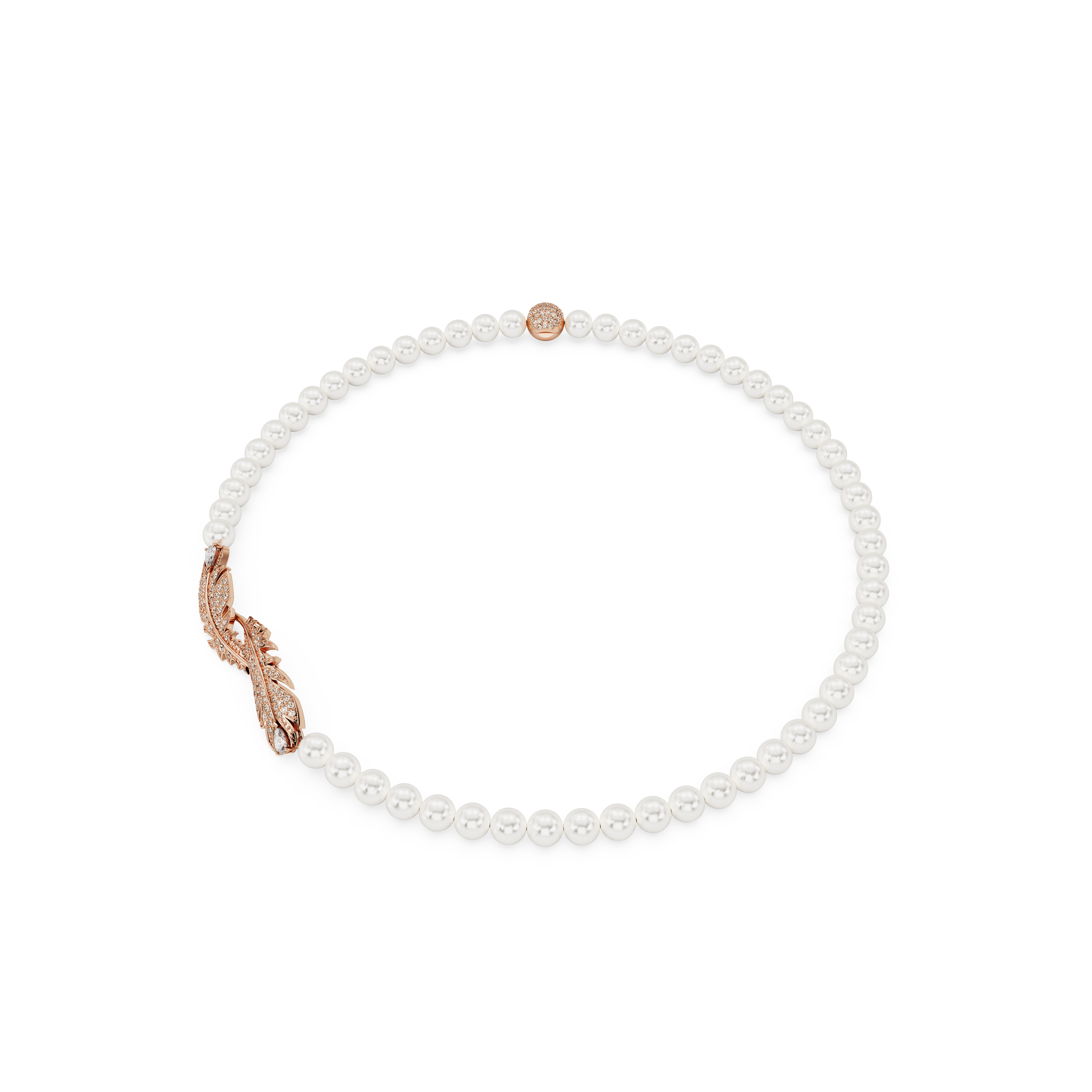 SWAROVSKI NICE NECKLACE, MAGNETIC CLOSURE, FEATHER, WHITE, ROSE GOLD-TONE PLATED 5669221