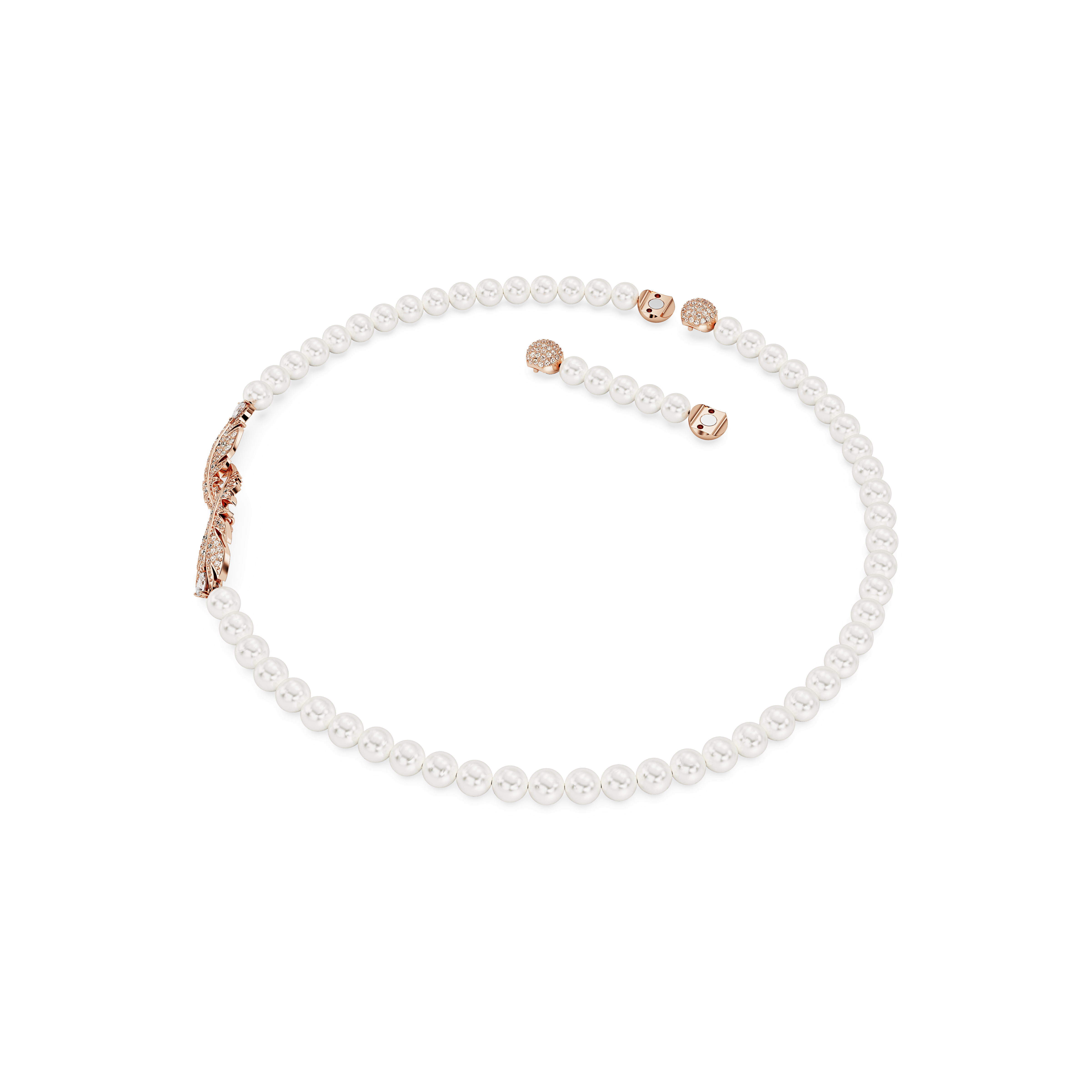 SWAROVSKI NICE NECKLACE, MAGNETIC CLOSURE, FEATHER, WHITE, ROSE GOLD-TONE PLATED 5669221
